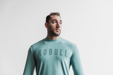 Nobull Men's Long Sleeves Blue | Australia (VP2197)